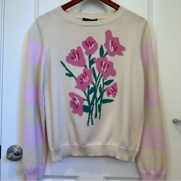 SOLD! NWT Weekend MaxMara Flora Cotton Sweater. Color: Beige/Pink. Spring - Picture 7 of 11